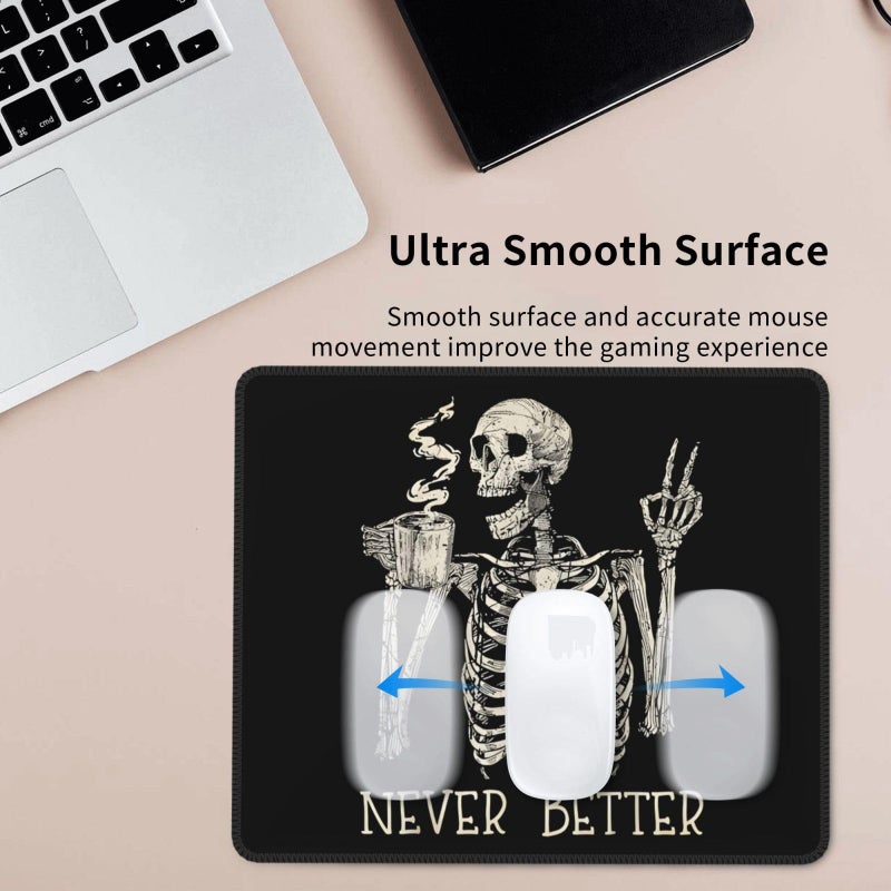 Mahrokh Skull Mouse Pad for Desk, Cute Skeleton Mouse Pads for Wireless Mouse, Funny Waterproof Mousepad for Office Laptop Computer, Non-Slip Rubber Base Stitched Edge (Color-D) - Image 3