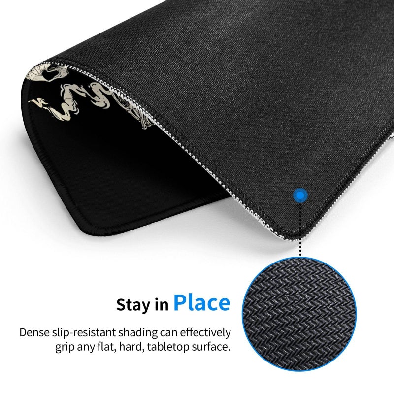 Mahrokh Skull Mouse Pad for Desk, Cute Skeleton Mouse Pads for Wireless Mouse, Funny Waterproof Mousepad for Office Laptop Computer, Non-Slip Rubber Base Stitched Edge (Color-D) - Image 4