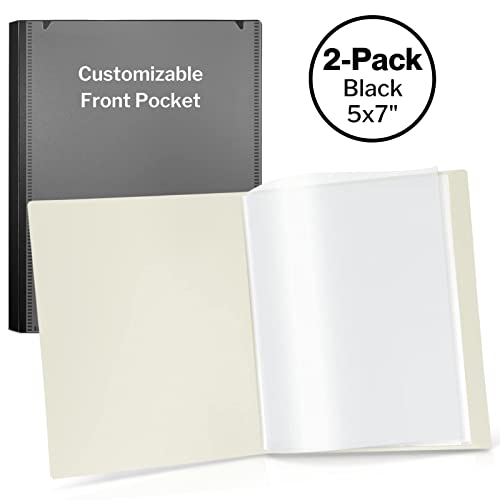 CRANBURY Small Photo Binder 5x7 (Black), 2-Pack Plastic Photo Book, 24 Pockets Show 48 Pictures, Mini Picture Presentation Binder with Customizable Album Cover, 5 x 7 Clear Sleeves - Image 5
