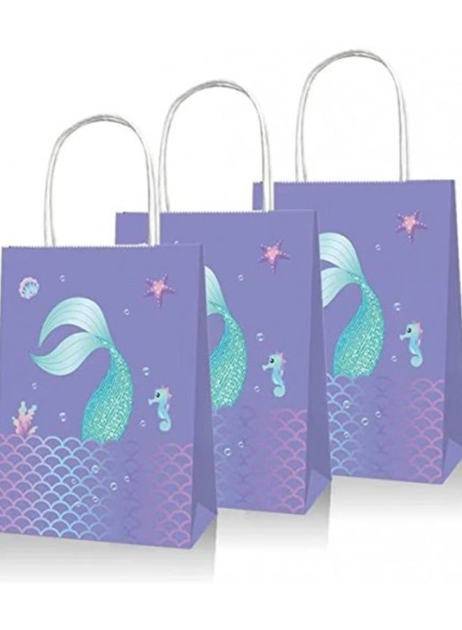 DecoLoral DECOR ME Mermaid Theme Gift Bags Paper Printed With Handles. - Image 1