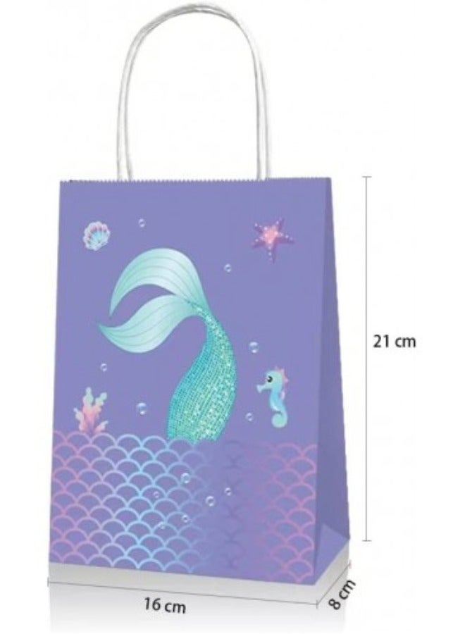 DecoLoral DECOR ME Mermaid Theme Gift Bags Paper Printed With Handles. - Image 4