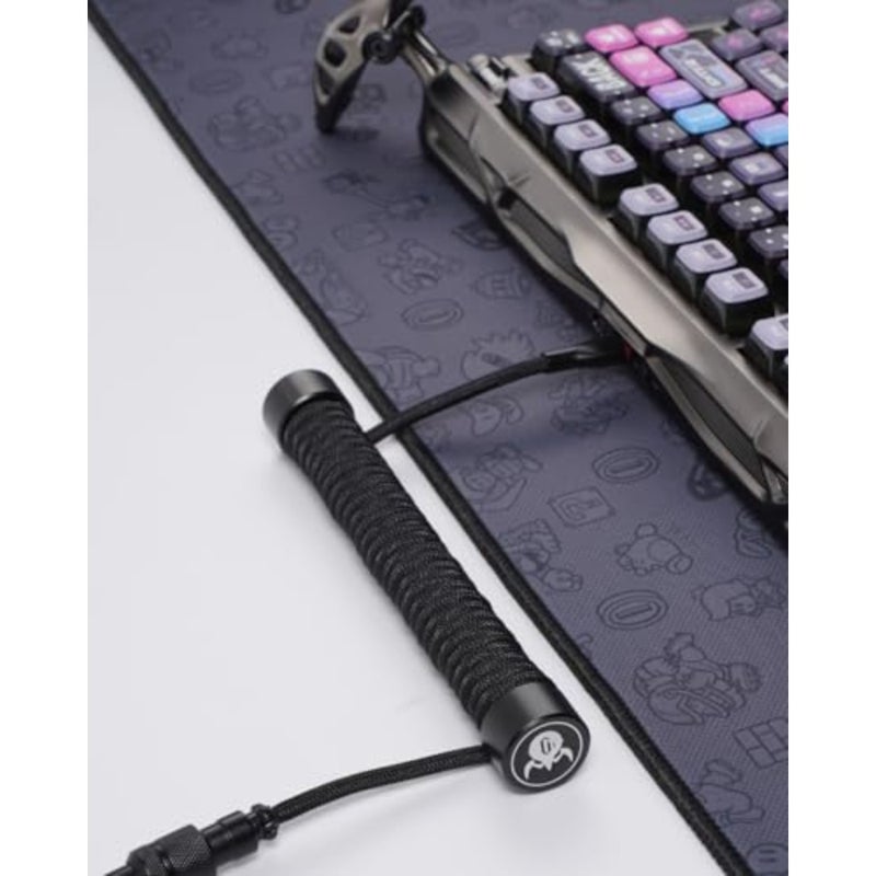كابل Aviator USB ملفوف للوحات المفاتيح الميكانيكية، أسود، نايلون مضفر متين، تصميم خالٍ من التشابك - Image 2