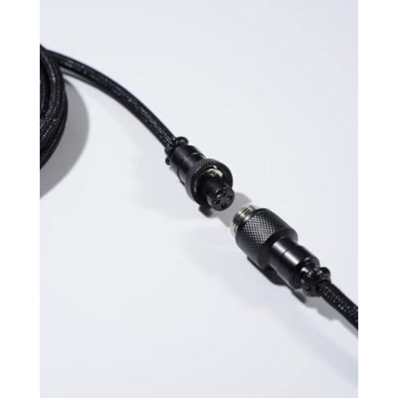 كابل Aviator USB ملفوف للوحات المفاتيح الميكانيكية، أسود، نايلون مضفر متين، تصميم خالٍ من التشابك - Image 3