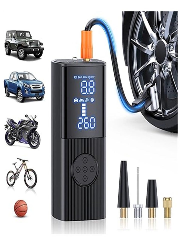 Car Motorcycle Cordless Tyre Inflator Portable Air Compressor, 150PSI Cordless Fast Pump with LCD Digital Screen Emergency Light 9000mAh Battery Powered - Image 1