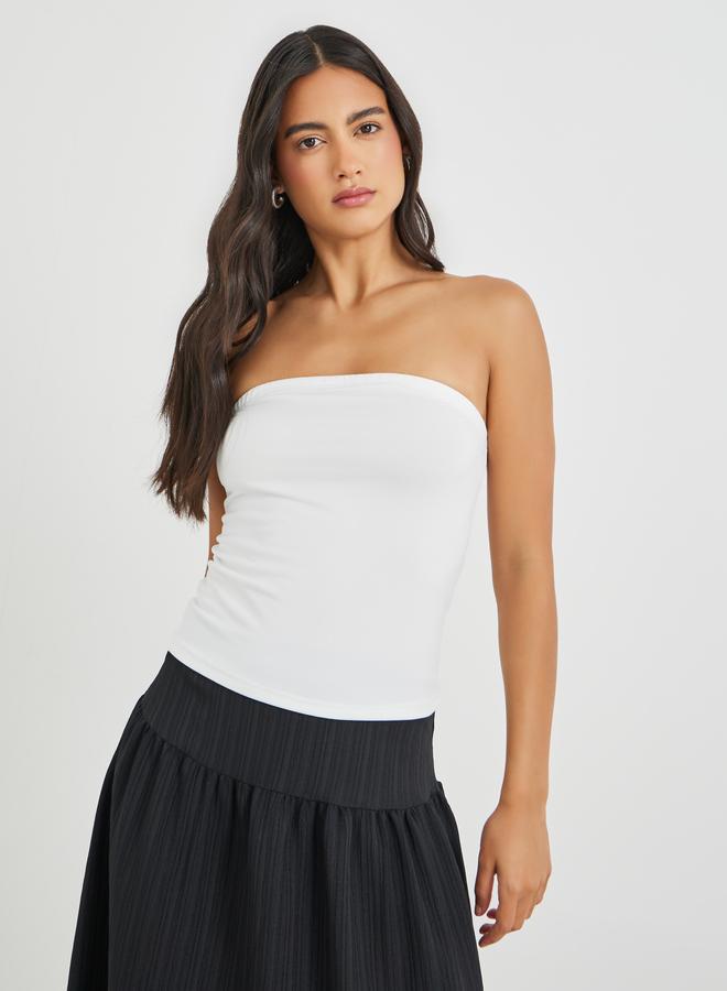 Styli Solid Bandeau Neck Top - Image 3