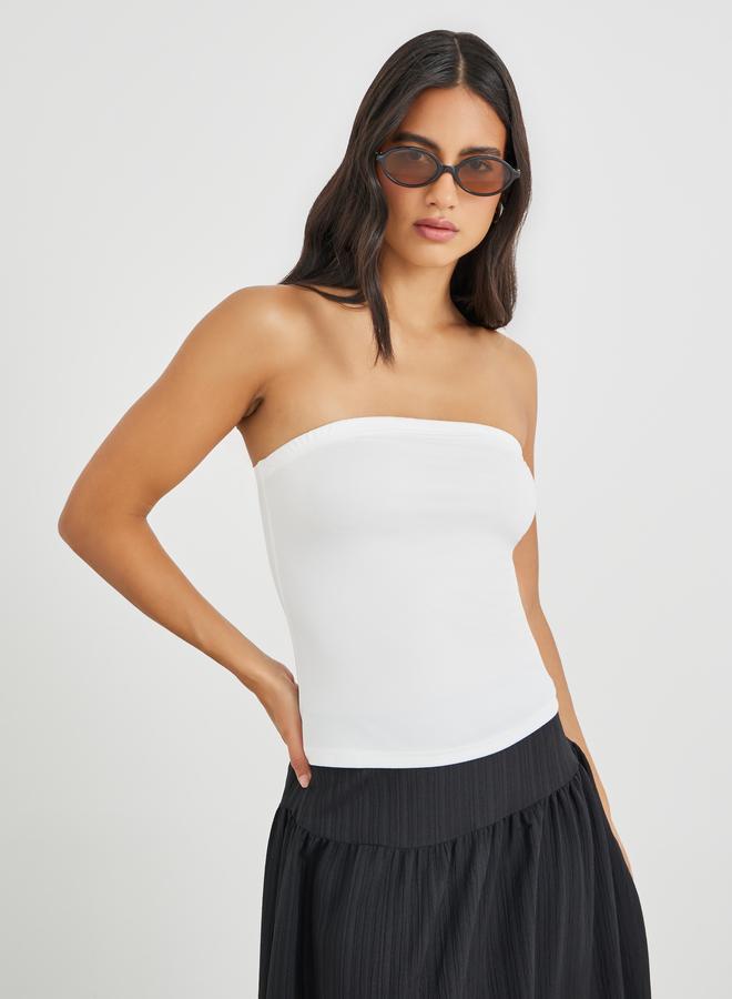 Styli Solid Bandeau Neck Top - Image 1