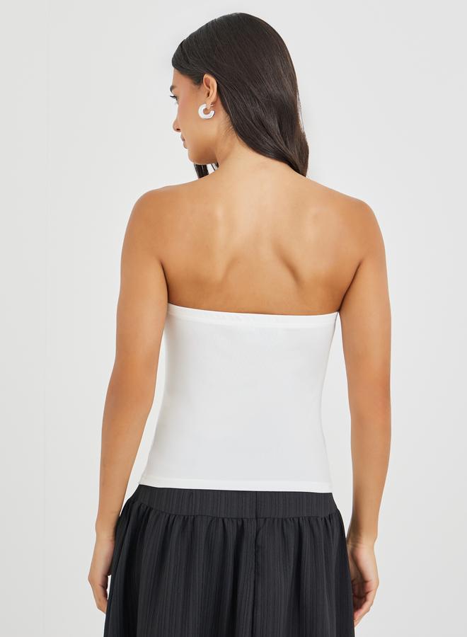 Styli Solid Bandeau Neck Top - Image 4