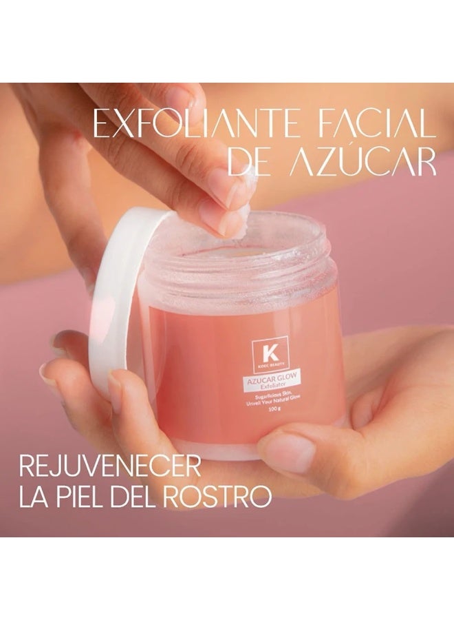 KOEC 100 جرام مقشر سكر الوجه أزوكار جلو لتفتيح البشرة مقشر طبيعي يكشف عن بشرة أكثر إشراقًا وتجديدًا مقشر للوجه بتركيبة لتفتيح البشرة للحصول على بشرة ناعمة ومتألقة - Image 3