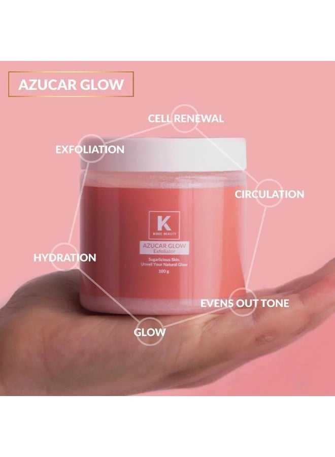 KOEC 100 جرام مقشر سكر الوجه أزوكار جلو لتفتيح البشرة مقشر طبيعي يكشف عن بشرة أكثر إشراقًا وتجديدًا مقشر للوجه بتركيبة لتفتيح البشرة للحصول على بشرة ناعمة ومتألقة - Image 2