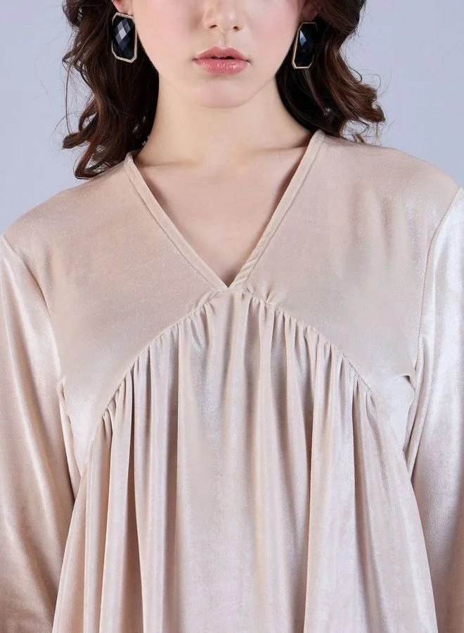 Freehand  Women Fit and Flared Solid V-Neck Long Sleeve Mini Dress for Women | Best Price UAE