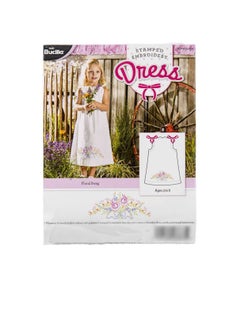 Bucilla Stamped Embroidery Pillowcase Dress Kit Size 3-8 Floral Swag