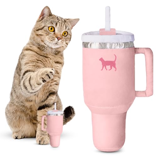 PUPROAR Kitty Cup Catnip Toy Easter Birthday Cat Gift Toy with Catnip Crinkle Funny Gift for Girl Indoor Kitten Pink Peach Dust - Image 1
