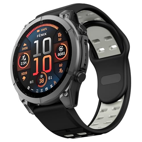 MYSNBKN Compatible with Fenix 8 47mm/Fenix E/Fenix 7/6/5 Watch Band 22mm Easy-fit Silicone Soft Sport Band Replacment for Fenix 7 Pro/Fenix 6 Pro/Fenix 5 Plus/Forerunner 945/935 Smartwatches - Image 1