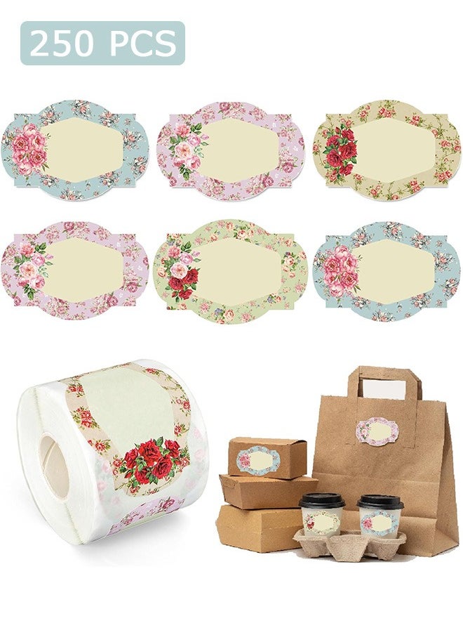 Urit 250 Pcs Vintage Floral Jar Label Stickers, 4 Designs Adhesive Labels, for Student Desks Bin Labels Teacher Supplies  - Image 1