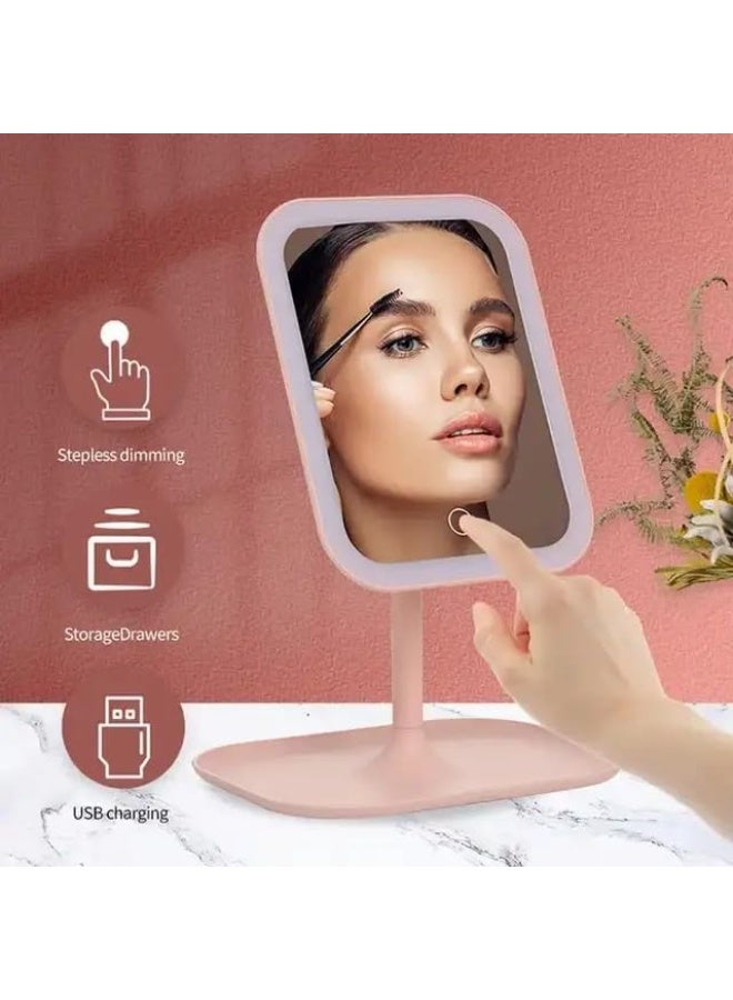 Kimaya Makeup Vanity Mirror with Lights, LED Makeup Mirror with 3 Color Modes, Tabletop Vanity Lighted Mirror with Smart Touch Control, 5X Magnification, Light Up Make Up Mirror with Storage Tray, Pink - Image 5