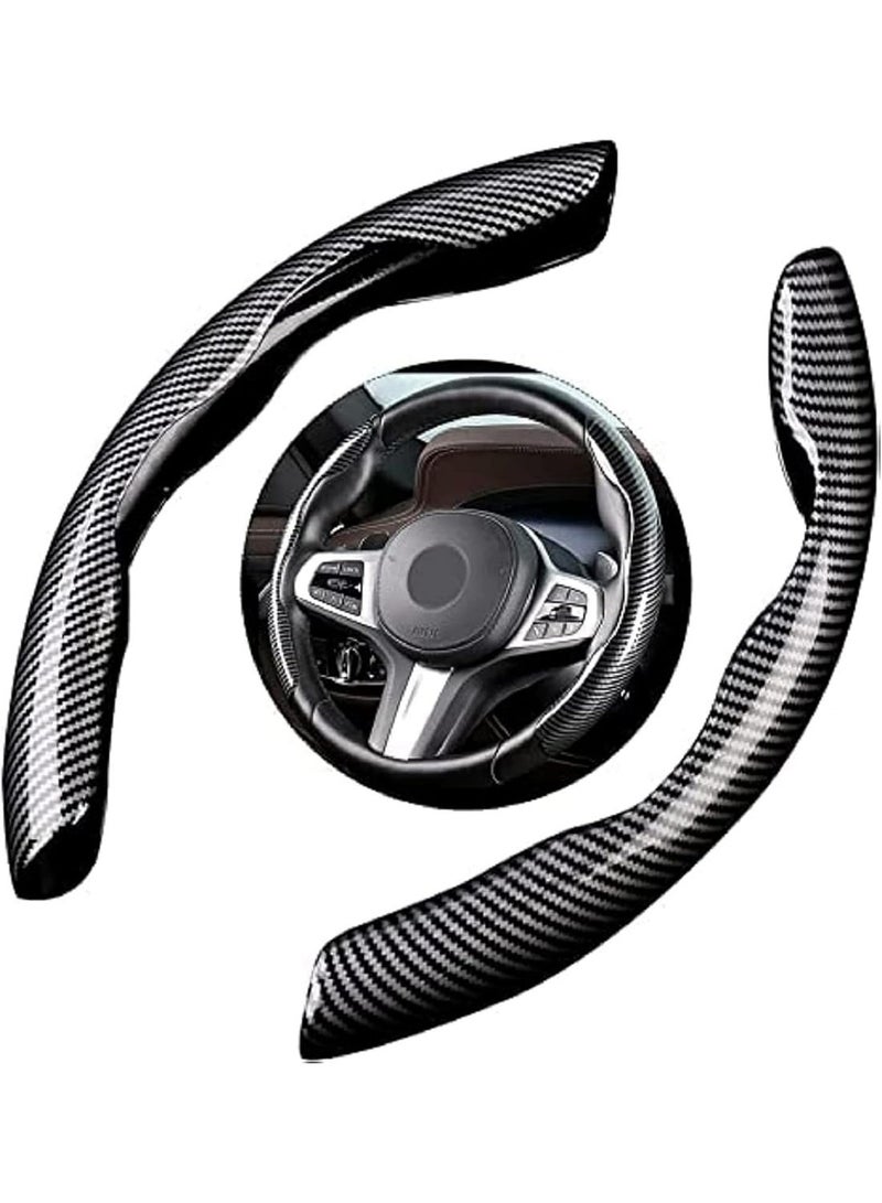 Dunekart Universal Car Steering Wheel Cover, Carbon Fiber Texture Non-Slip Protector, Sport Auto Interior Accessory for 38cm Diameter - Black - Image 1