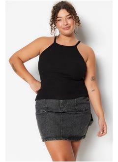 Black Halter Neck Basic Knitted Undershirt TBBSS23CV00000