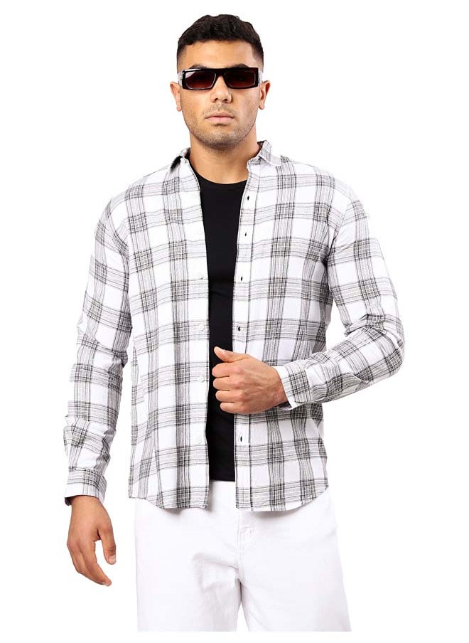 RAVIN Cotton Grey & White Tartan Summer Shirt  - Image 1