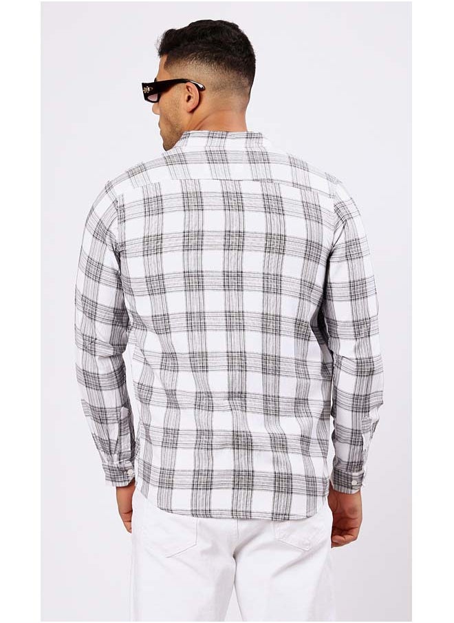 RAVIN Cotton Grey & White Tartan Summer Shirt  - Image 3
