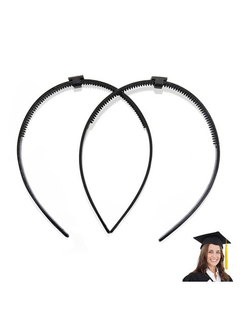 cobinaan Secures Your Graduation Cap Headband Dont Change Your Hair Secure Hairstyle Unisex 2PCS Black