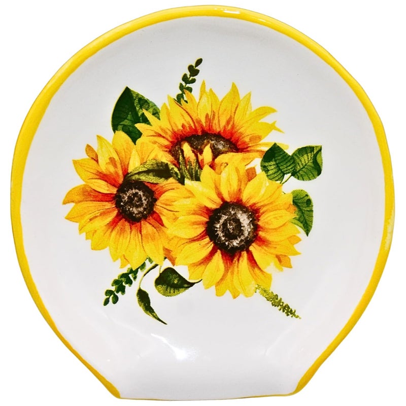 Sunflower Kitchen Decor Sunflower Spoon Rest Ceramic Spoon Rest for Stove Top Large Spoon Rest for Kitchen Counter Decor Farmhouse Cute Utensil Holder Spoon Holder Sunflower Christmas Gifts