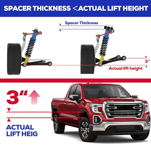 KSP PERFORMANCE KSP 3" Front Leveling Kits for Silverado 1500 2WD/4WD 2007-2024, Sierra 2WD/4WD 2007-2024, 3 Inch Suspension Strut Spacers Lift Kits for Pickup with 6 Lug - Image 4