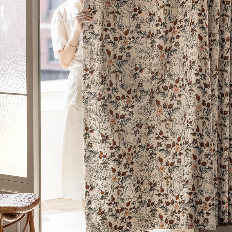 SUOUO Vintage Dark Floral Blackout Curtains for Bedroom 84 inches Long Patterned Black Botanical Room Darkening Window Drapes for Living Room 2 Panels - Image 3