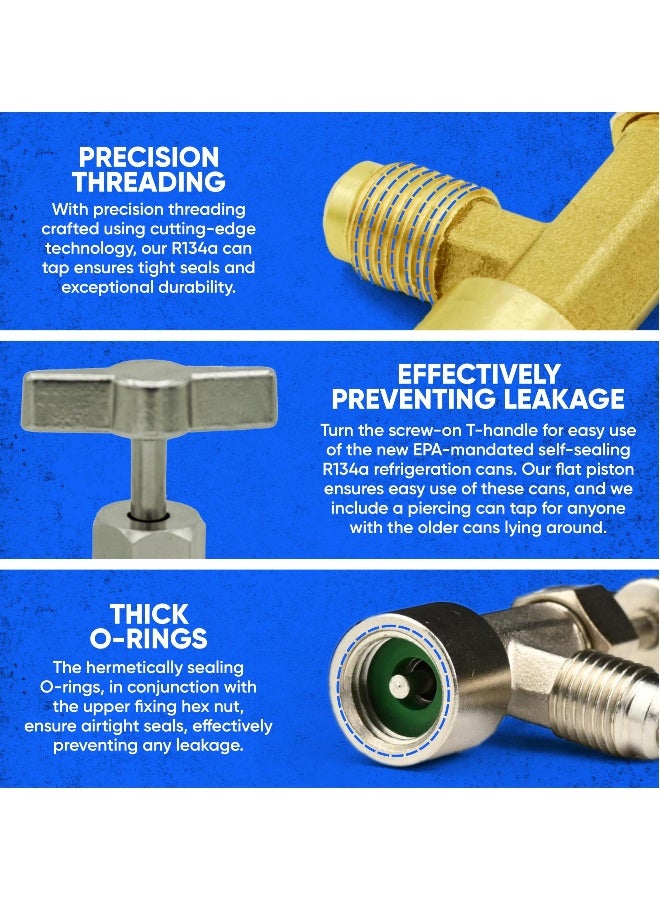 R134A Can Tap Valves, Self-Sealing and Puncture Style Refrigerant Can Tap with Tank Adapters for Refilling Automotive Air Conditioning Systems - Image 4