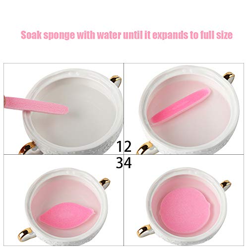 Tegelrying Facial Sponge Compressed,240 Count PVA Professional Makeup Removal Wash Round Face Sponge Spa Pads Exfoliating Cleansing for Women,Pink - Image 4