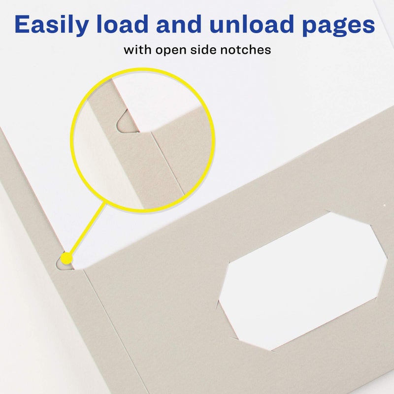 Avery Two Pocket Folders, Holds up to 40 Sheets, Business Card Slot, 25 Gray Folders (47990) - Image 5