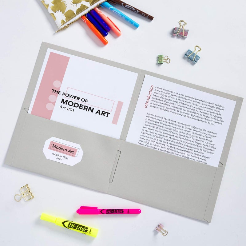 Avery Two Pocket Folders, Holds up to 40 Sheets, Business Card Slot, 25 Gray Folders (47990) - Image 3