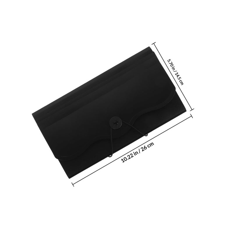 13 Compartment Expanding File Organizer Black Paper Document Holder for Office Receipt Storage - Image 3