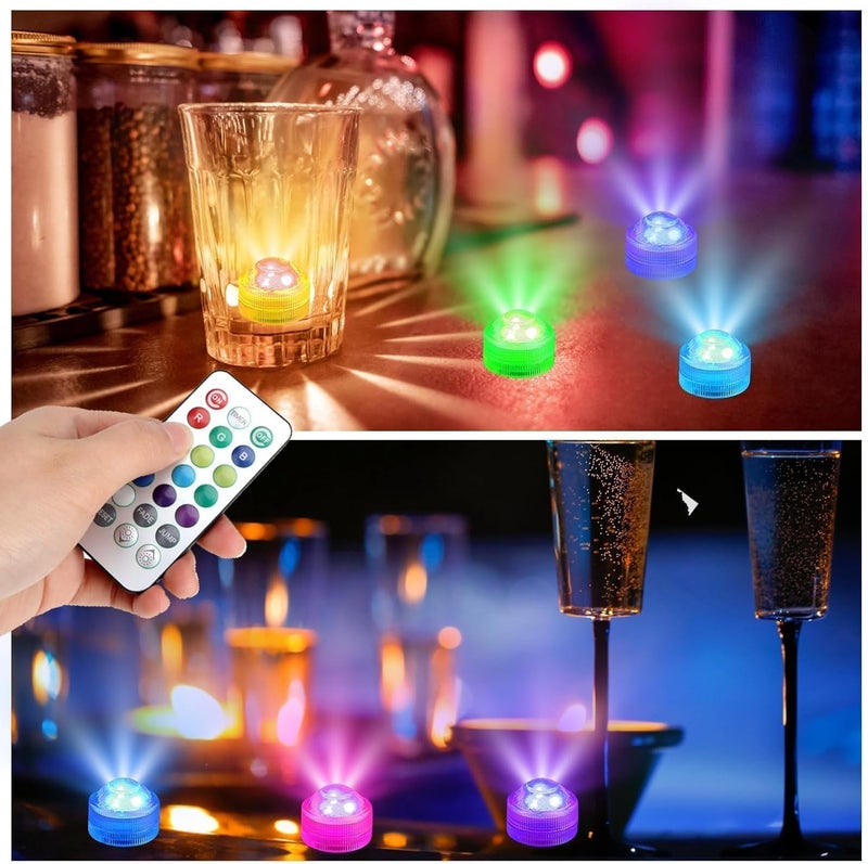 10 Pack RGB Submersible LED Lights, IP68 Waterproof with Timer Remote Set - Image 3