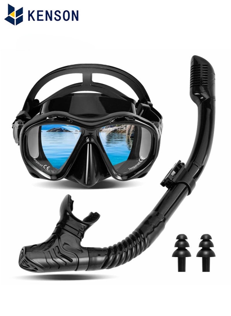 كِينْسُون معدات الغطس للبالغين، طقم غطس جاف، قناع غطس ذو رؤية واسعة 180 درجة، قناع غطس للتنفس الحر للغطس والغوص والسباحة - Image 1