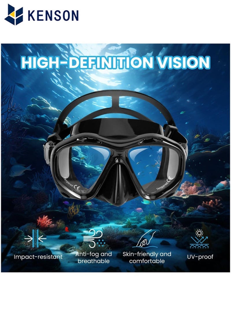 كِينْسُون معدات الغطس للبالغين، طقم غطس جاف، قناع غطس ذو رؤية واسعة 180 درجة، قناع غطس للتنفس الحر للغطس والغوص والسباحة - Image 2
