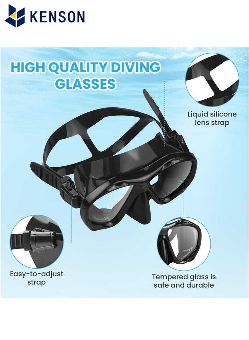 كِينْسُون معدات الغطس للبالغين، طقم غطس جاف، قناع غطس ذو رؤية واسعة 180 درجة، قناع غطس للتنفس الحر للغطس والغوص والسباحة - Image 3