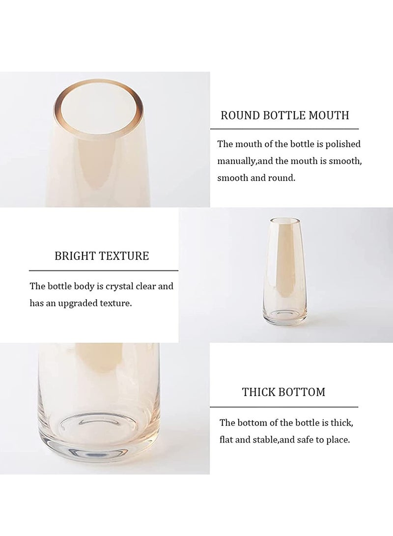 SOLARAE Flower Glass Vase for Decor Home Handmade Modern Large Flower Vases for Centerpieces Living Room Kitchen Office Wedding 8.7 Inch (Amber) - Image 3