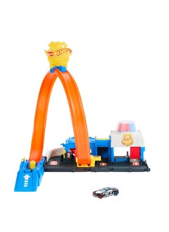 Hot Wheels ​Hotwheels Toy Car Track Set, Super Police Station Playset With 1:64 Scale Die-Cast Vehicle, Adjustable Loop For Multiple Ways To Race And Stunt  - Image 1