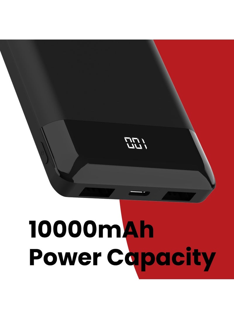 Energizer 10000 mAh Max Rapid Charging Power Bank With Dual USB-A Outputs, and One USB-C Output, Dual Inputs, Micro-USB And USB-C And LCD Display, Black - Image 2