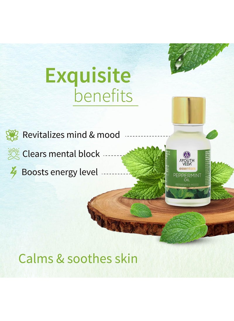 AYOUTHVEDA Ayouthveda Peppermint Essential Oil for Skin & Hair | Aromatherapy Kit for Stress Relief & Relaxation | 100% Pure & Natural Therapeutic Grade |Can Be Used as Air purifier (Pack Of 1; 15ml)  - Image 3