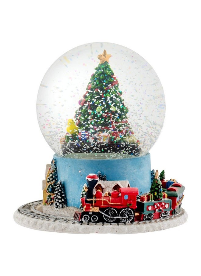 Elanze Designs - Elanze Designs Christmas Tree Village Sturdy Musical Glitter Water Snow Globe Tabletop Figurine Decoration and Moving Train - Plays Tune We Wish You A Merry Christmas - Image 1