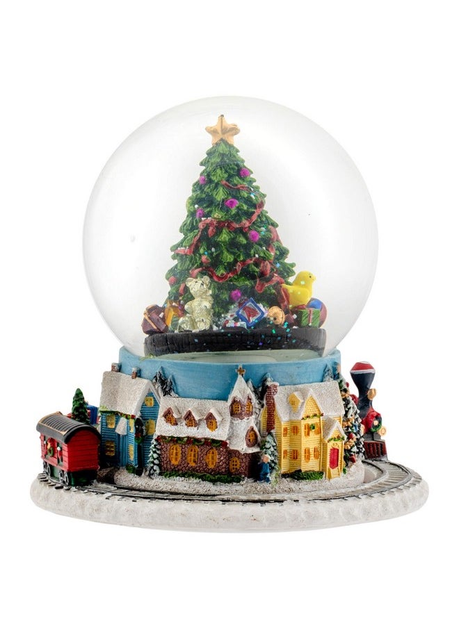 Elanze Designs - Elanze Designs Christmas Tree Village Sturdy Musical Glitter Water Snow Globe Tabletop Figurine Decoration and Moving Train - Plays Tune We Wish You A Merry Christmas - Image 1