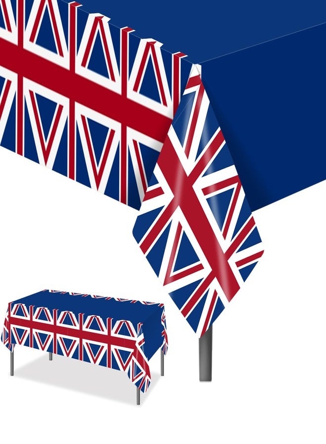 BHNACIER 2 Pack Union Jack Party Table Cover British Flag Party Tablecloth British Flag Partys Decorations Disposable Plastic Union Jack Table Covers for Britain UK England Birthday, 54 x 87 Inch - Image 1