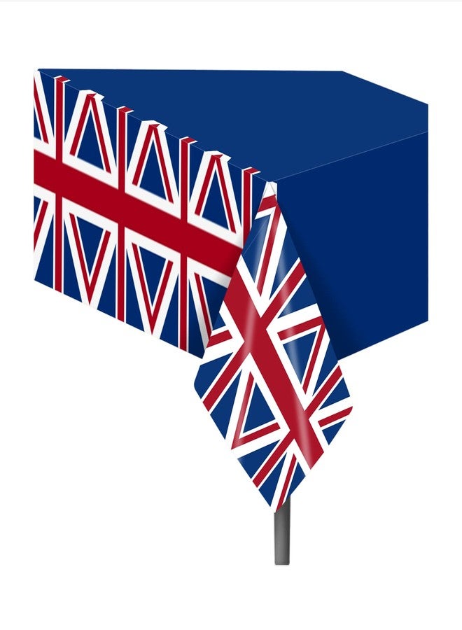 BHNACIER 2 Pack Union Jack Party Table Cover British Flag Party Tablecloth British Flag Partys Decorations Disposable Plastic Union Jack Table Covers for Britain UK England Birthday, 54 x 87 Inch - Image 2