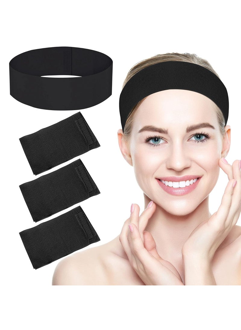 Framendino Framendino, 200 Pack Black Disposable SPA Headband Non-Woven Facial Headbands Stretch Soft Skin Care Hair Band with Convenient Closure for Women Girls 