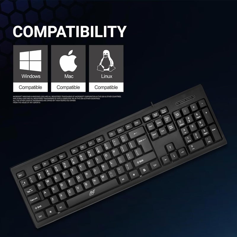 Ant Value Store FKBRI01 Ultra-Slim Compact USB Wired Keyboard for Mac and PC,Windows 10/8 / 7 / Vista/XP, Spill-Resistant Silent Keyboard – Membrane Water-Resistant Coating 10 Million Keystrokes (Black) - Image 3