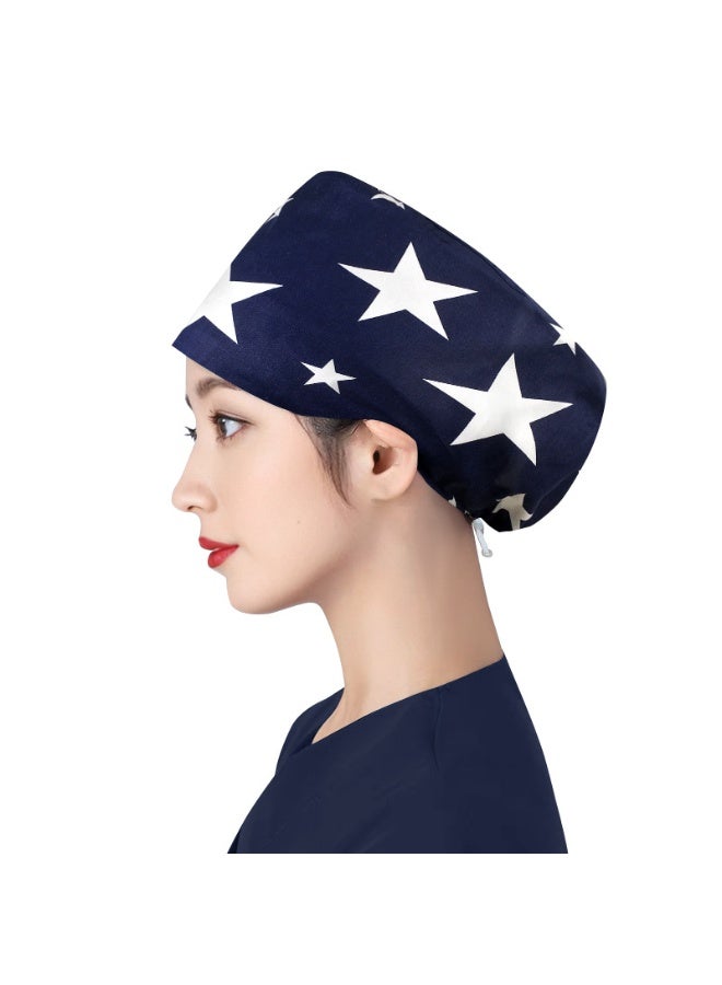 NIBEMINENT Women's Long Hair Nursing Cap Cotton Adjustable Medical Hospital Surgical Cap Unisex Anesthesiologist Nurse Working Scrub Caps