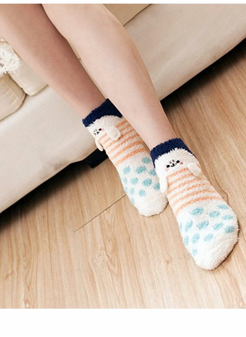 SYOSI - 3 Pairs Womens Fuzzy Socks Winter Warm Fluffy Soft Slipper Home Sleeping C ute Animal Socks, womens cozy fluffy socks fuzzy socks plush socks, Winter Fluffy Socks Cozy Fuzzy Socks Athletic - Image 1