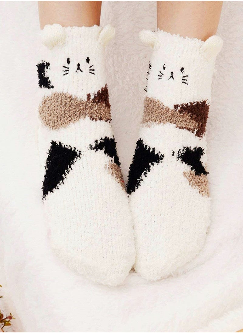 SYOSI - 3 Pairs Womens Fuzzy Socks Winter Warm Fluffy Soft Slipper Home Sleeping C ute Animal Socks, womens cozy fluffy socks fuzzy socks plush socks, Winter Fluffy Socks Cozy Fuzzy Socks Athletic - Image 1