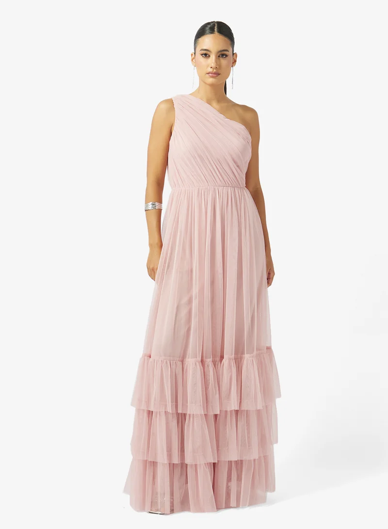 Namshi x One shoulder ruffled maxi dress